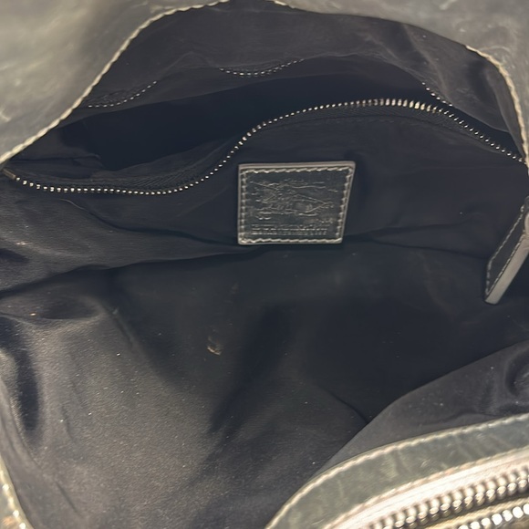 Burberry silver leather and checkered canvas shoulder handbag - Picture 12 of 16